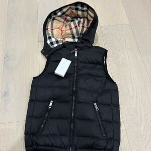 Burberry Black Hooded Puffer Vest for Kids